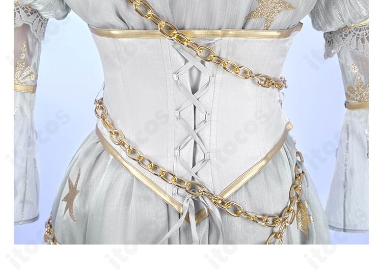 腰封（コルセットベルト）装飾のアップ。質感と装飾パーツの配置を明確に表現。