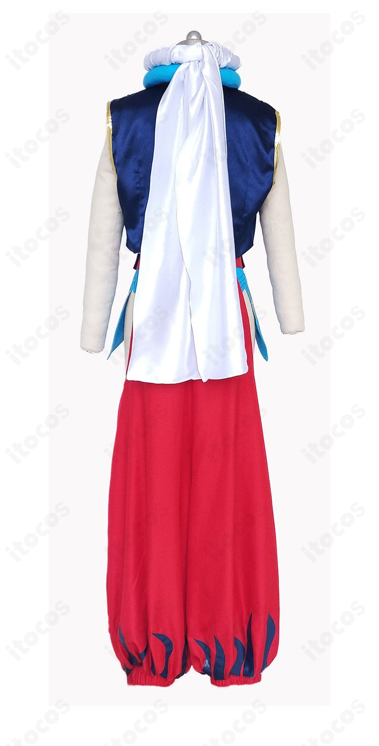 ギルガメッシュ（キャスター）衣装の背面刺繍クローズアップ。高級感あるステッチワークと模様配置の画像。