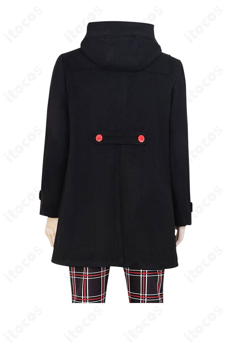 雨宮蓮 冬服コスプレの背面ディテール。背中心の縫製とベント処理の拡大