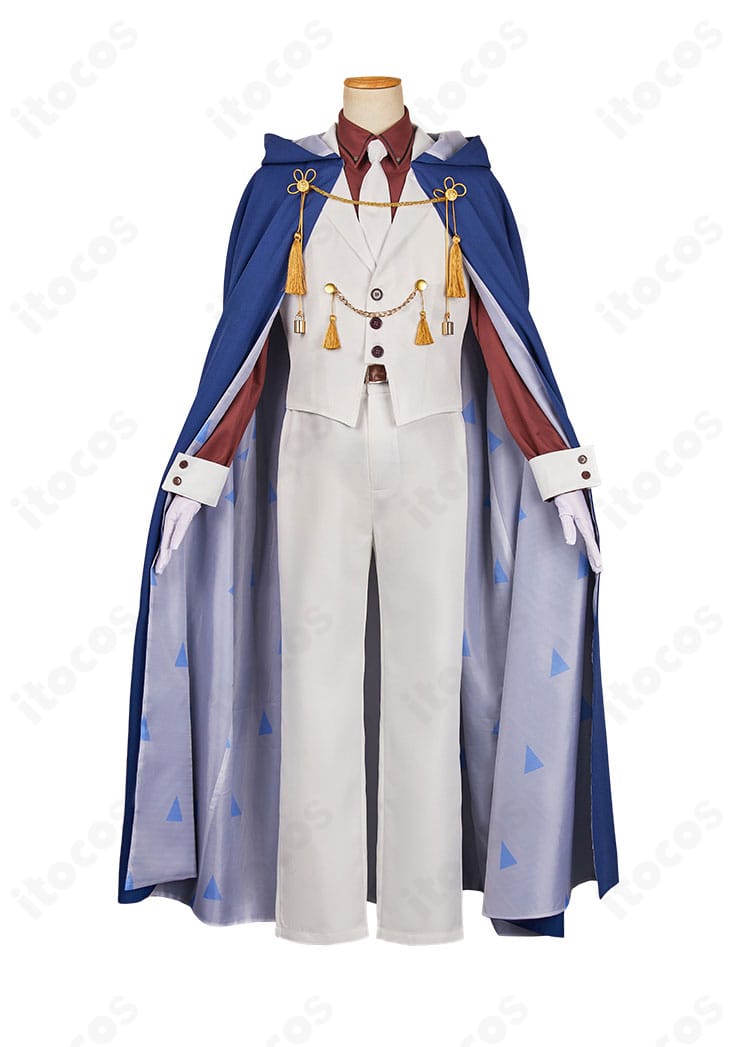 地縛少年花子くん 蒼井茜 コスプレ衣装の正面。襟元の刺繍と落ち着いた色合い、ベストの配色が分かるカット。