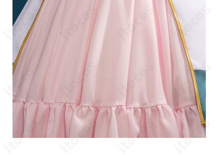 木之本桜 コスプレ衣装のスカートデザイン詳細。ギャザーとボリューム感を示すアップ