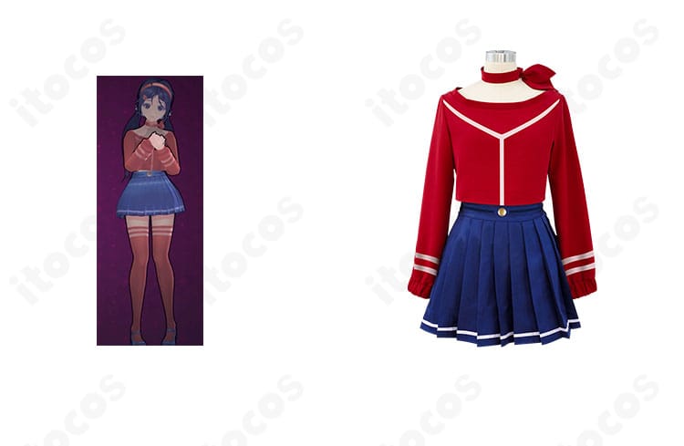 MiSide ミタのセーラー服コスプレ衣装・商品正面とキャラクター比較画像