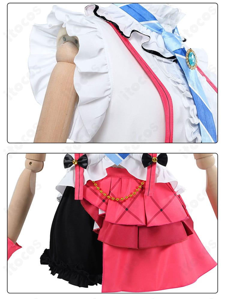 園田海未「情熱の引力」衣装の装飾クローズアップ。色合いと質感が分かる撮影映えの意匠。