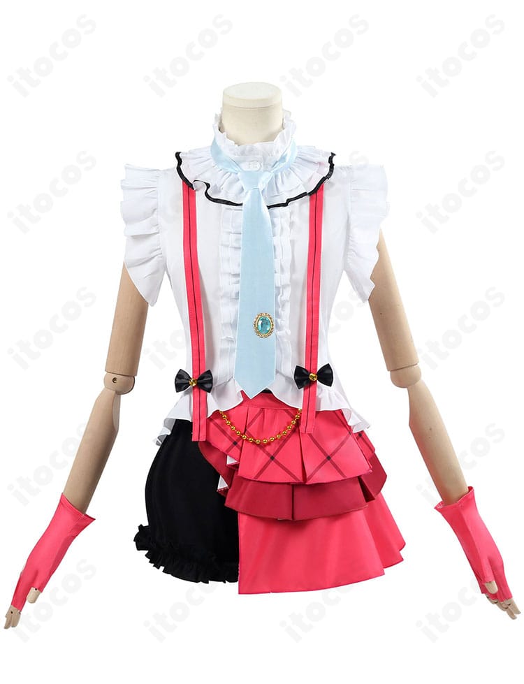 正面ディテール：絢瀬絵里 7周年衣装のトップスとスカートの装飾、ボタン配置と裁ち合わせが見える画像