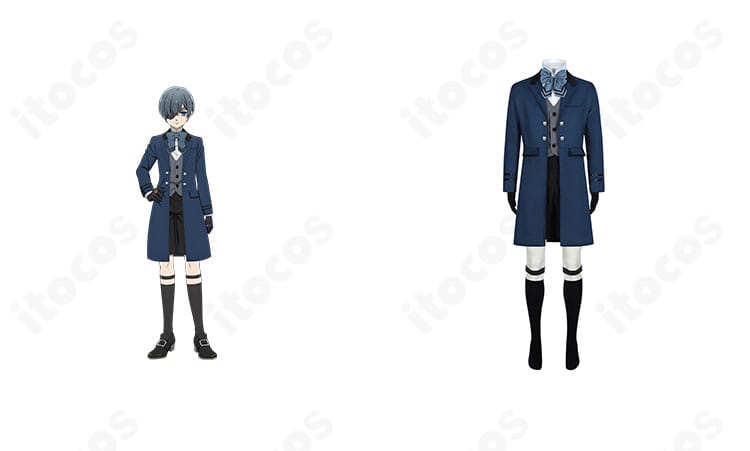 黒執事 シエル・ファントムハイヴ 女王の番犬 燕尾服コスの全身正面とキャラクター比較イメージ