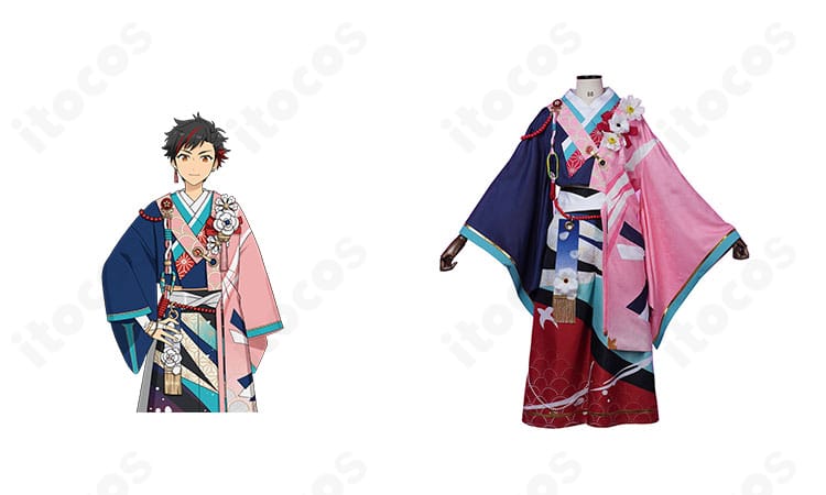 あんさんぶるスターズ！！ ドラゴンズヘッド衣装を着用した正面全身と、南雲鉄虎・鬼龍紅郎・天祥院英智・真白友也・天城一彩のキャラクターイメージを並置した参考画像