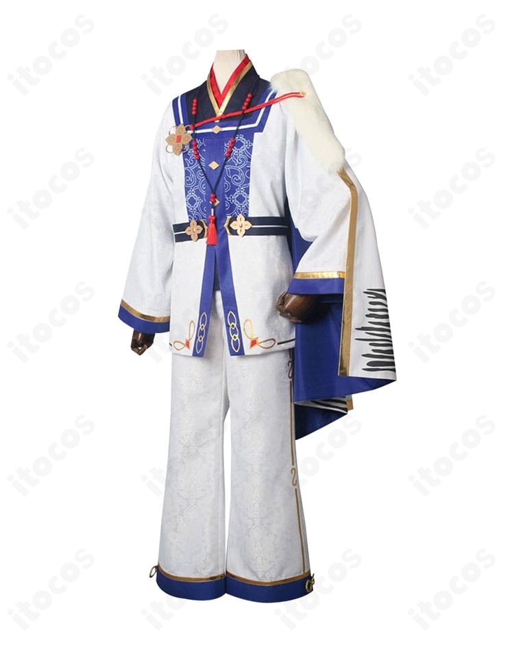 白虎舞衣装を左側から撮影。側面ディテールと装飾バランス、ラインの美しさが見える写真