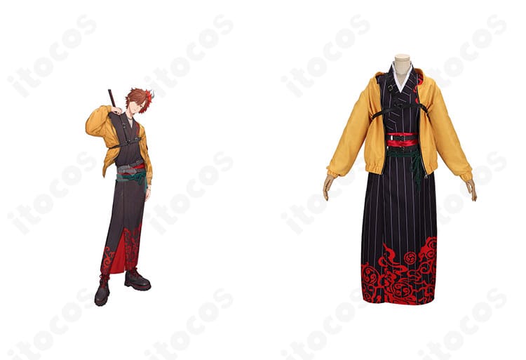 『大妖怪』ありさか ローソンコラボ衣装の正面とキャラクター比較。配色と意匠を忠実再現し、イベント向けに仕上げたコスプレ一式。