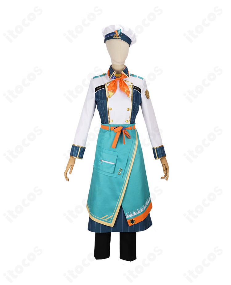 にじさんじ 渚トラウト コスチュームの正面ディテール。コートとアクセサリーの質感が分かる高再現写真