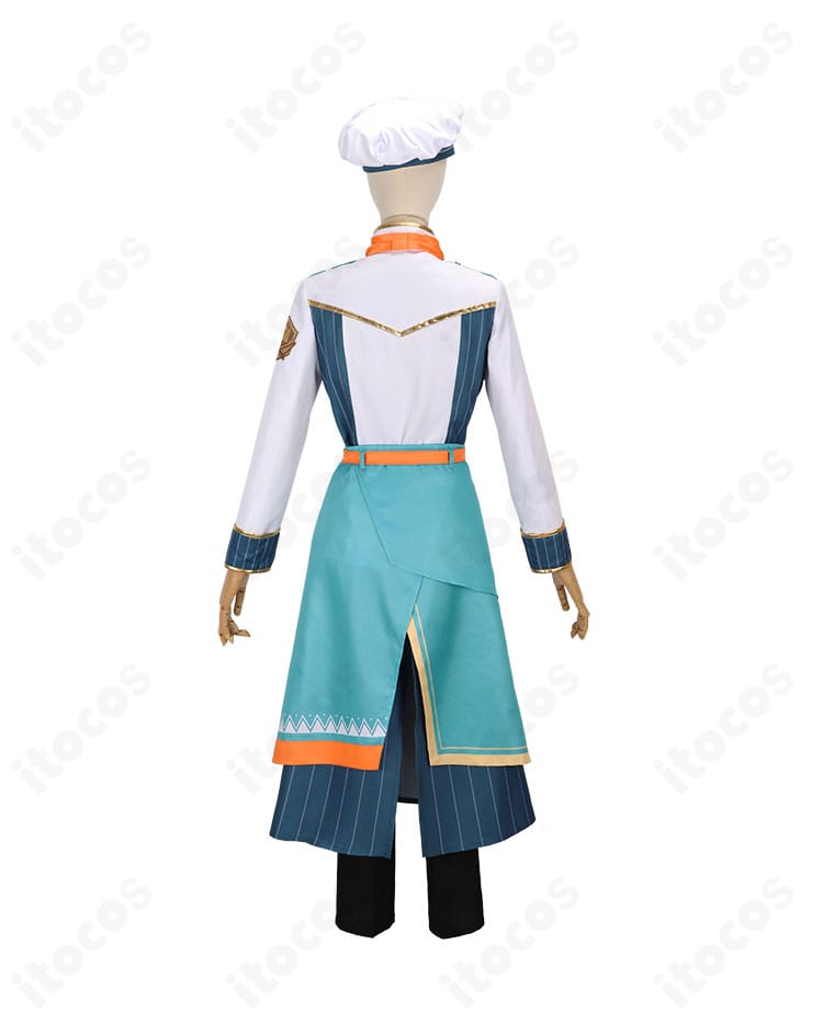 渚トラウト衣装の背面デザイン。コートのラインと帯の見え方を捉えた写真