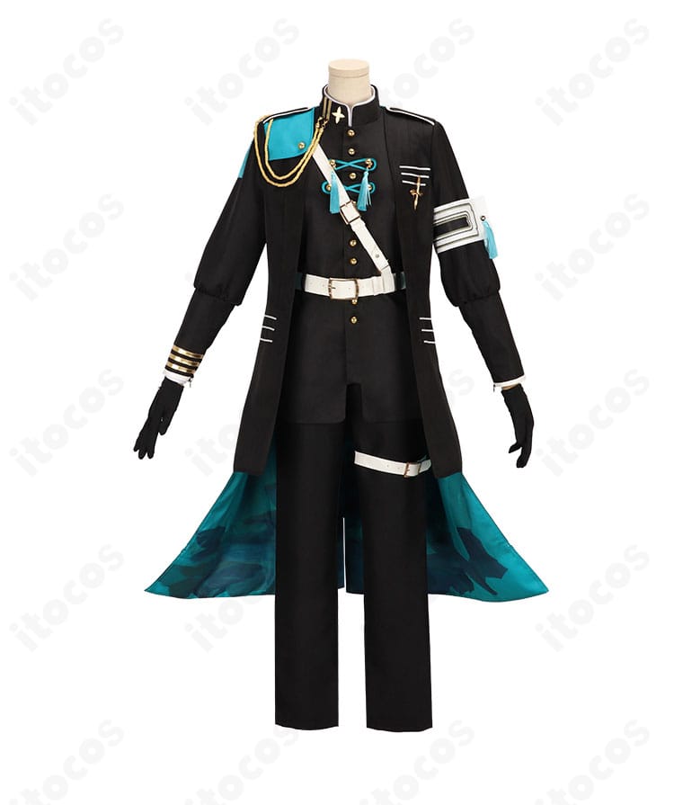 商品正面のクローズアップ。甲斐田晴コスプレ衣装の襟元から胸飾り、ベストのラインまで鮮明に確認できるディテール画像。