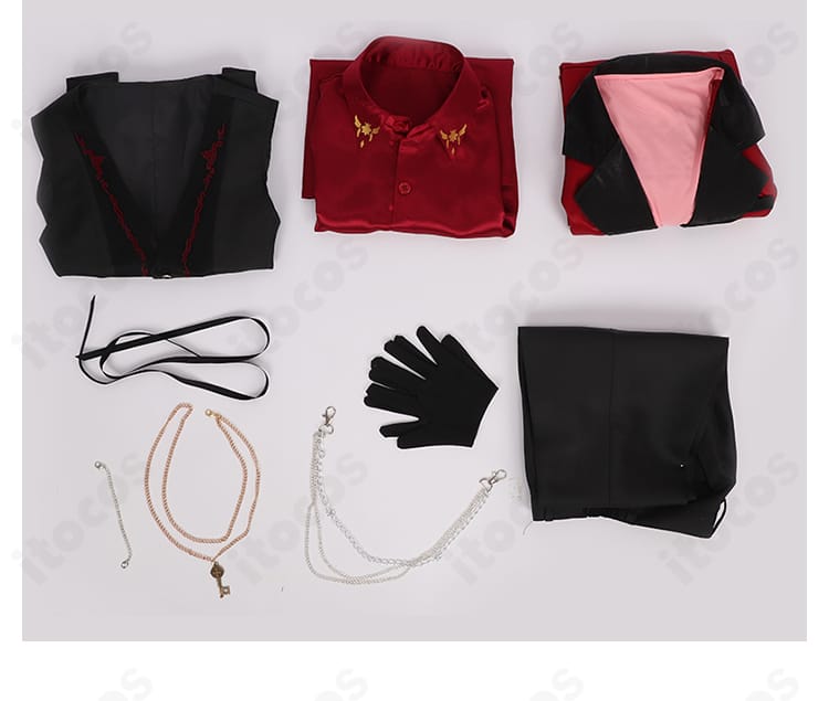 ローレン・イロアス衣装のサイズガイド図。S〜XLとオーダーメイド対応の寸法目安を示した選び方情報。