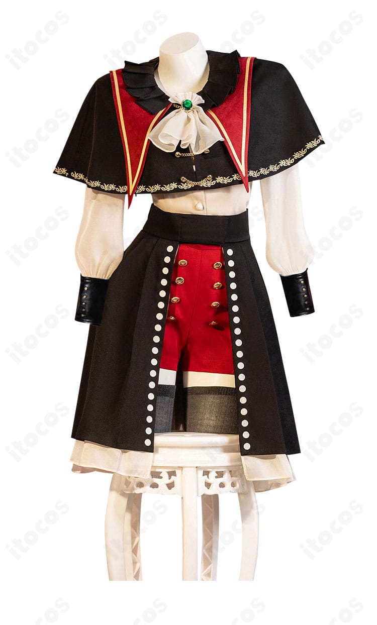 商品正面の詳細写真。バンドリ Ave Mujica 若葉睦『モーティス』衣装の全体シルエットと配色を確認