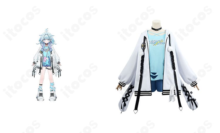 水宮枢のコスプレ衣装・正面全身とキャラクターイメージの組み合わせ写真
