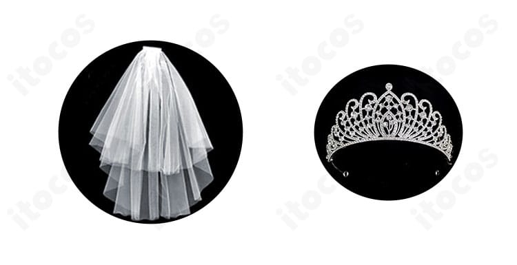 毛利蘭 ハート姫コスプレ衣装の王冠・ヘッドアクセ詳細。固定ループと装飾の質感が分かるクローズアップ。