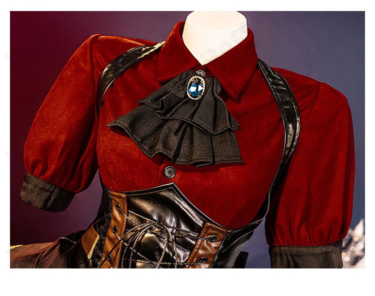 オブリビオニス衣装の装飾クローズアップ。精緻な刺繍と金属調パーツの質感が分かる。