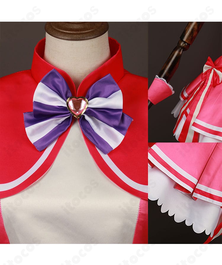 キュアワンダフル衣装の装飾クローズアップ。模様や縁取りなど細部の表現を強調したディテール写真。