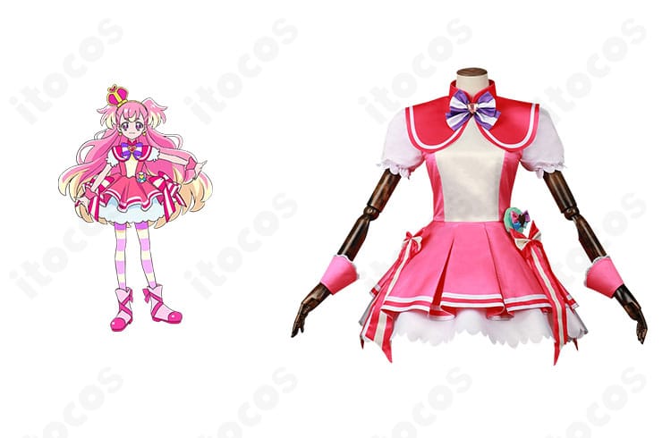 犬飼こむぎ（キュアワンダフル）の公式イメージと衣装を並べて比較できる写真。配色とシルエットの再現度が一目で分かる解説ショット。