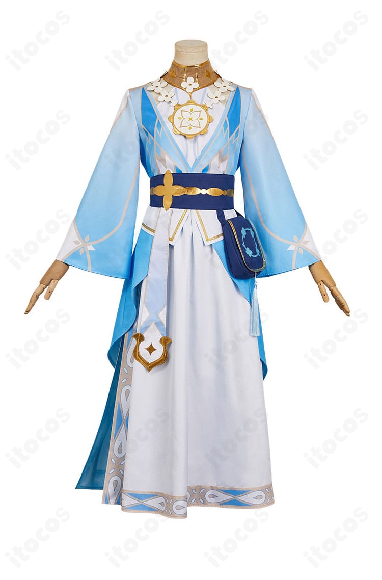 原神 蛍 花神誕祭Ver.衣装の正面。キャンディと薔薇の歌モチーフの装飾と透け感レイヤーが映えるデザイン。