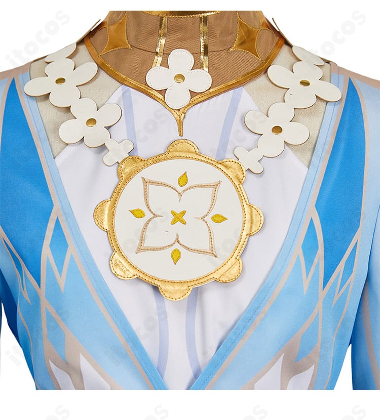 原神 蛍 花神誕祭Ver.の首飾りクローズアップ。薔薇モチーフと金属調パーツの繊細な造形。