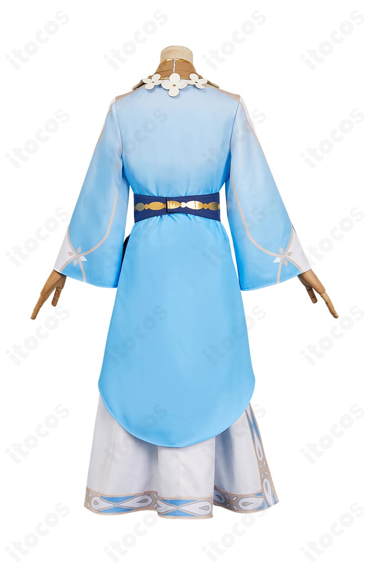 原神 蛍 花神誕祭Ver.衣装の背面。リボンや背面パネル、裾装飾など後ろ姿の再現ポイントを強調。