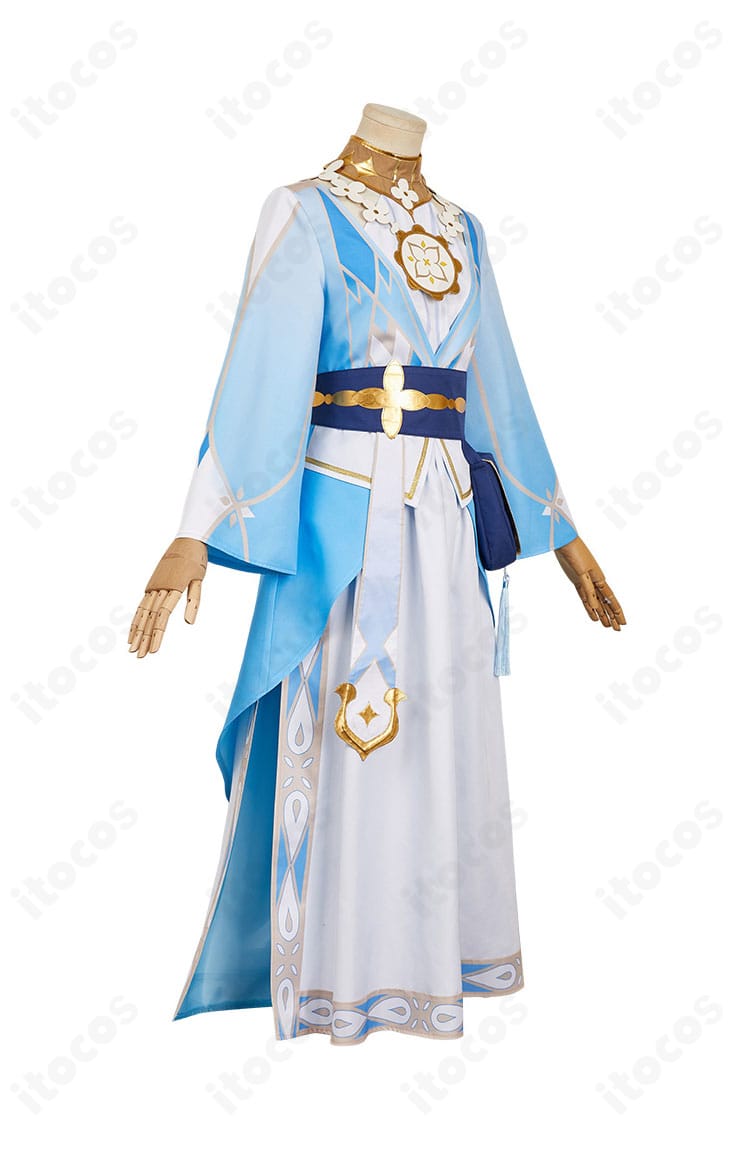 原神 蛍 花神誕祭Ver.衣装の右側面。コルセットベルトとスカートのドレープ、装飾の立体感を確認できる。