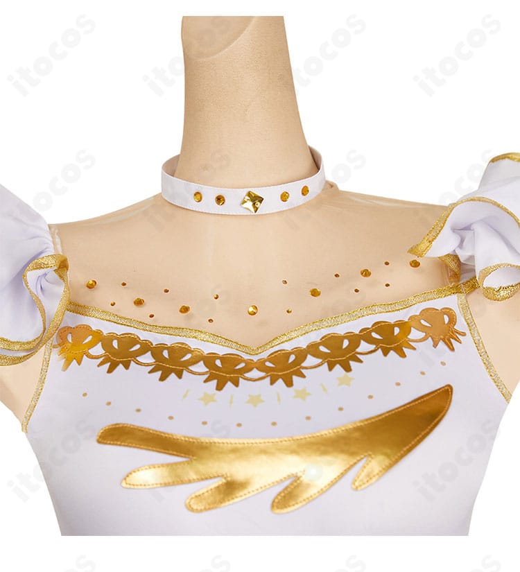 メダリスト 結束いのり コスプレ衣装 ネック周りの装飾ディテール。襟元の意匠を近接で示した説明的カット。