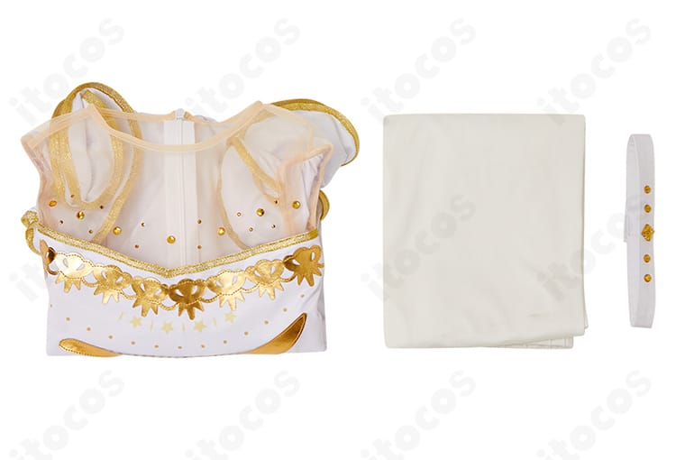 メダリスト 結束いのり コスプレ衣装のセット内容紹介。ワンピースとタイツの2点構成を分かりやすく示す画像。