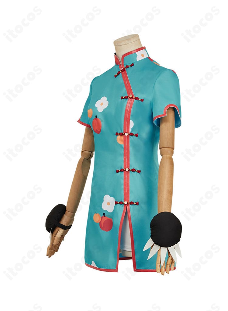 地縛少年花子くん 八尋寧々 チャイナドレス 左側面。袖口と身頃ラインのディテールが分かる角度。