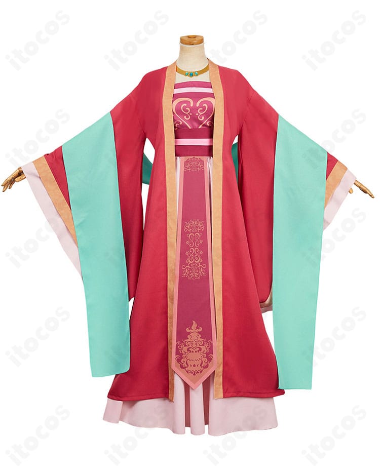 正面からの単体画像。玉葉妃の精緻な刺繍と配色を忠実に再現したコスプレ衣装。