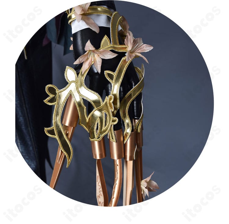 リッパー（ジャック）夜来香コスプレ衣装の手袋装飾。指先のデザインと装着感の質感表現。