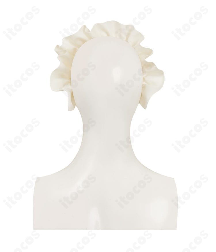 ヘッドドレス背面のディテール。留め部分と背側の装飾配置を確認できる。