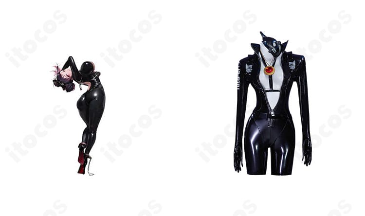 正面全体とクエンシー参考ビジュアルの組み合わせ。エスケープクイーン怪盗衣装の雰囲気とセットの要点がわかるイメージ。