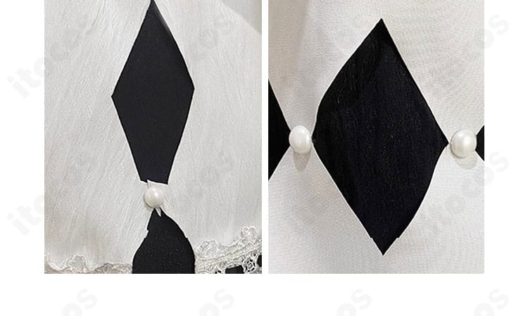 袖の装飾ディテール。パネル切り替えと装飾の質感表現