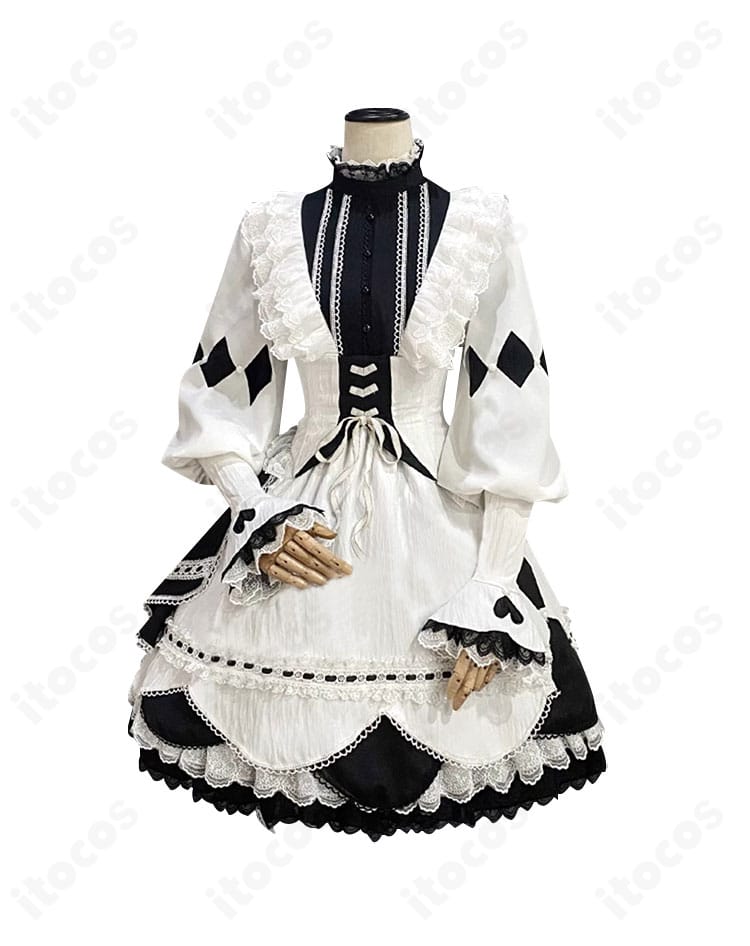 商品正面図。朝比奈まふゆのドレスとコルセット、髪飾りを含むデザイン全体