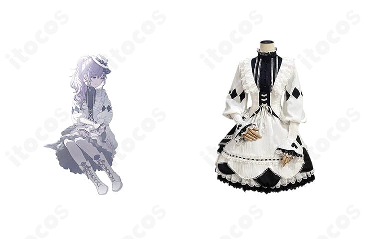 商品正面。プロジェクトセカイ 朝比奈まふゆ「化けの花／荊棘の道は何処へ」再現コスプレ衣装の全体像