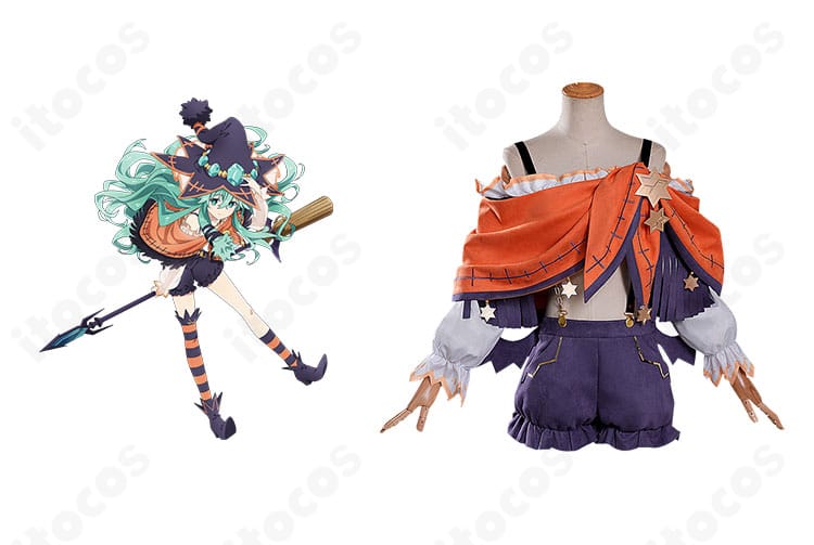 商品正面とキャラクターの組み合わせ画像。デート・ア・ライブV 鏡野七罪の精霊（ウィッチ）衣装を正面から比較できるイメージ。