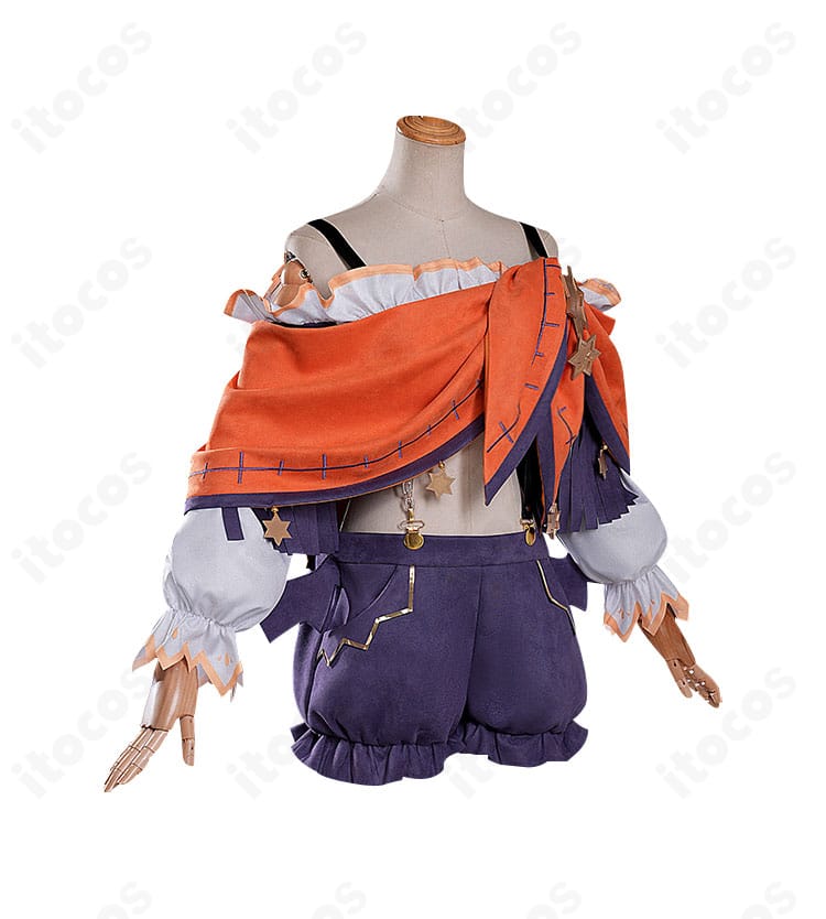 鏡野七罪 コスプレ衣装 右側面。全体バランスと装飾の重なりが見えるアングル。