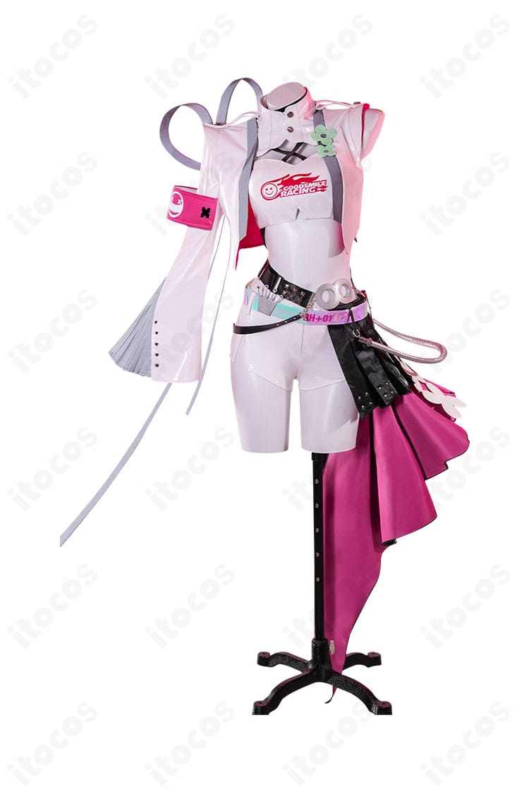 初音ミク レーシングミク2025Ver. コスプレ衣装の正面全体像が分かる商品写真。