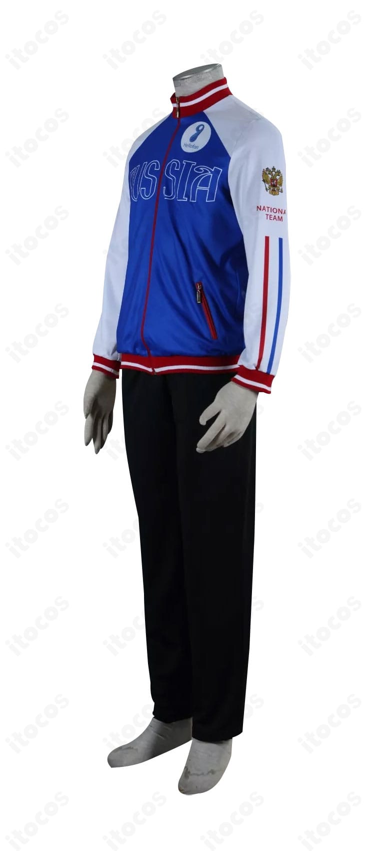 ユーリ・プリセツキー衣装の側面。ウエストから裾にかけての美しいラインと肩周りのシルエットが分かる角度。