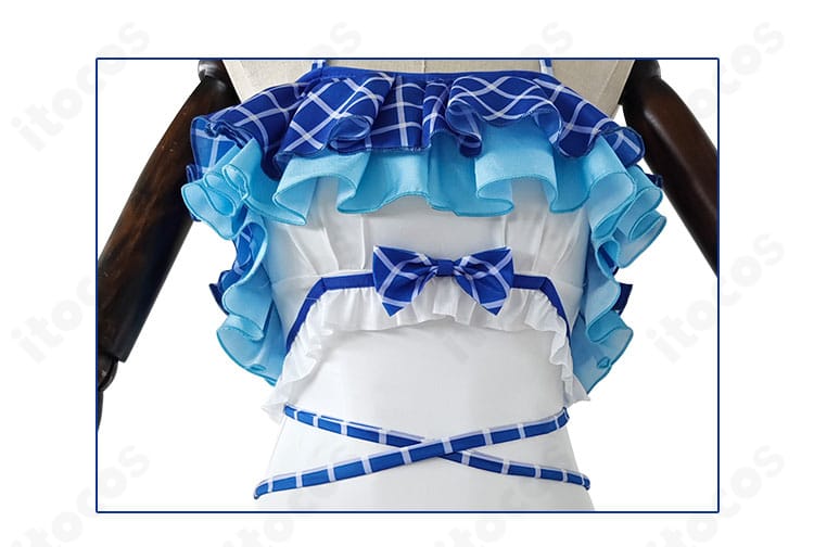 園田海未 水着コスの装飾クローズアップ。細部の意匠と質感が分かる接写