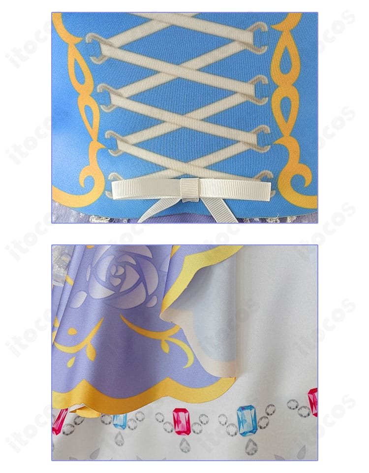 腰部リボンとスカート装飾の細部アップ。ロイヤルプリンセス編の華やかな意匠を丁寧に再現。