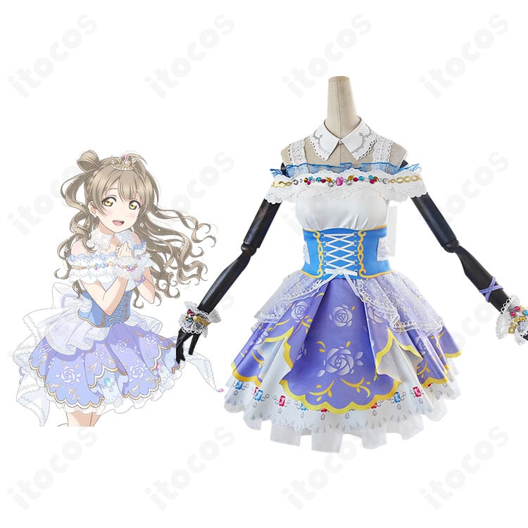 南ことり ロイヤルプリンセス編コスプレ衣装の正面とキャラクター比較。可愛らしいプリンセスデザインの全体感が分かる画像