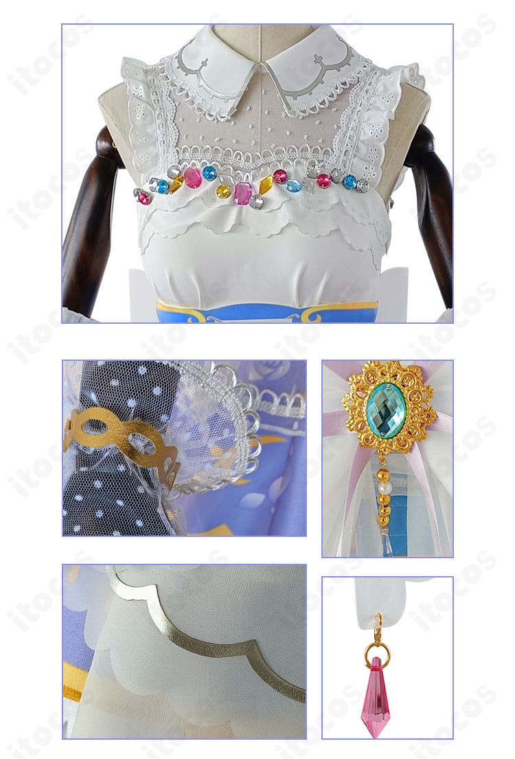 西木野真姫 コスプレ衣装の刺繍風装飾アップ。ロイヤルプリンセス編らしい華やかなディテールの近接写真