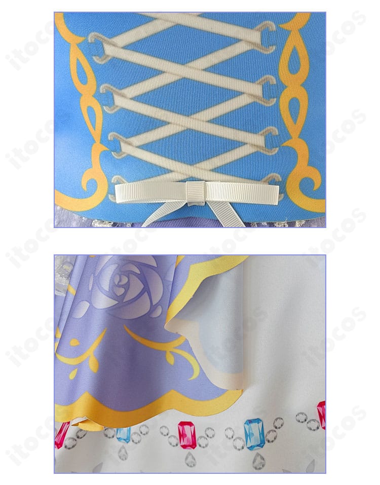 西木野真姫 コスプレ衣装 腰飾りとスカート装飾の詳細。質感と配色のコントラストが分かるクローズアップ