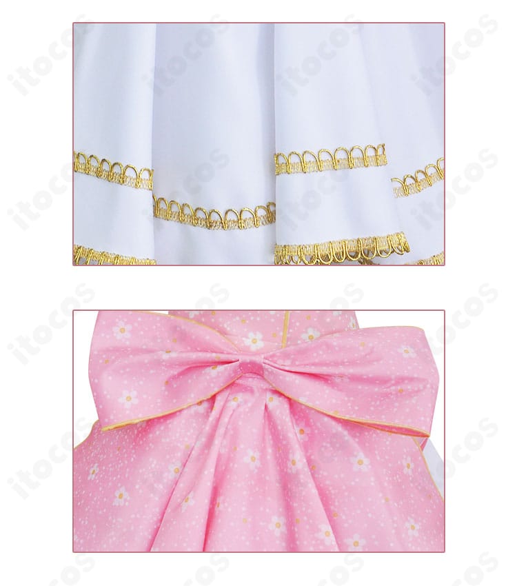 蝶モチーフの背飾りとスカート裾の装飾。ひらめくリボンとレース層が撮影映えする背面ディテール写真