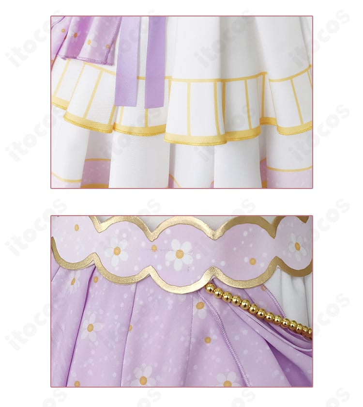 腰飾りとスカート装飾の詳細。色分割と立体パーツの配置がわかり、撮影時の見栄えをイメージしやすいカット。