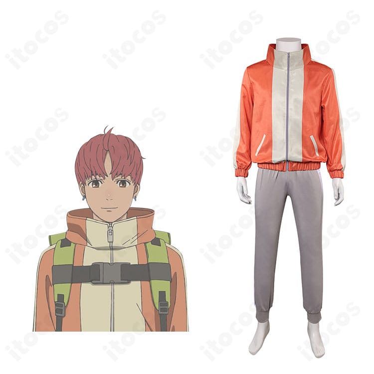 商品正面と円城寺仁（ジジ）を組み合わせたコスプレ衣装の全体画像。高再現のトップスとズボン、刺繍や装飾の雰囲気が伝わる構図。