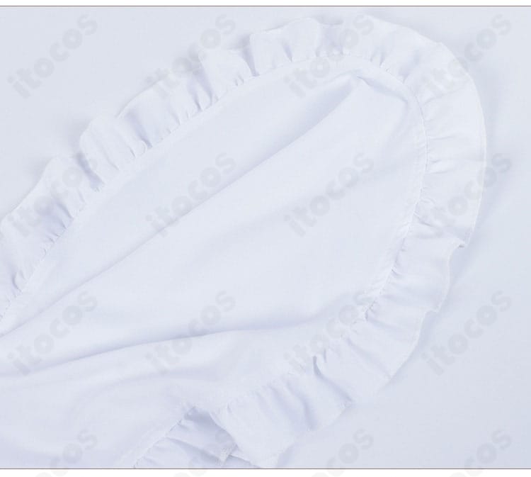 エプロン装飾：マリア衣装のエプロンのステッチと縁取り。清楚な印象を演出します。