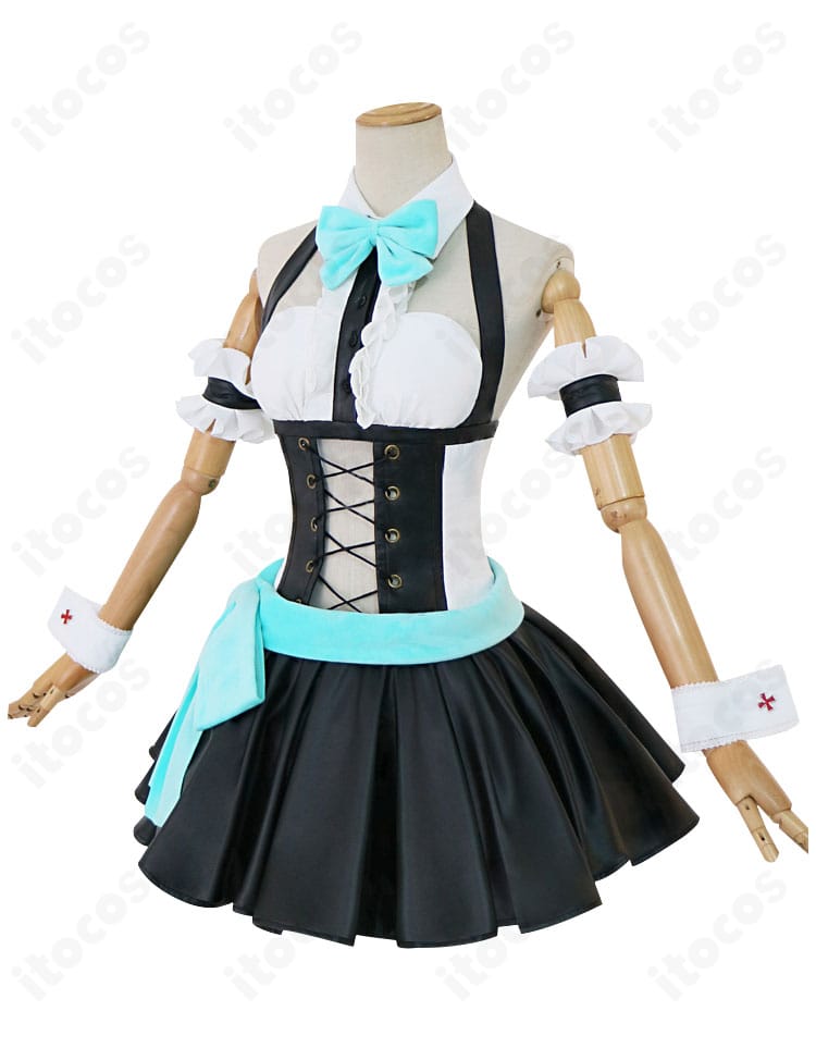 初音ミク バニー衣装の左側面全景。腰リボンのボリュームとサイド装飾が分かる画像。